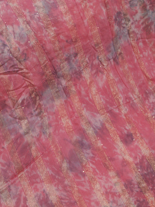 Pink Chanderi Pure viscose Shibori Print With Embroidered (Zari) Fabric - MBA Fabricwala