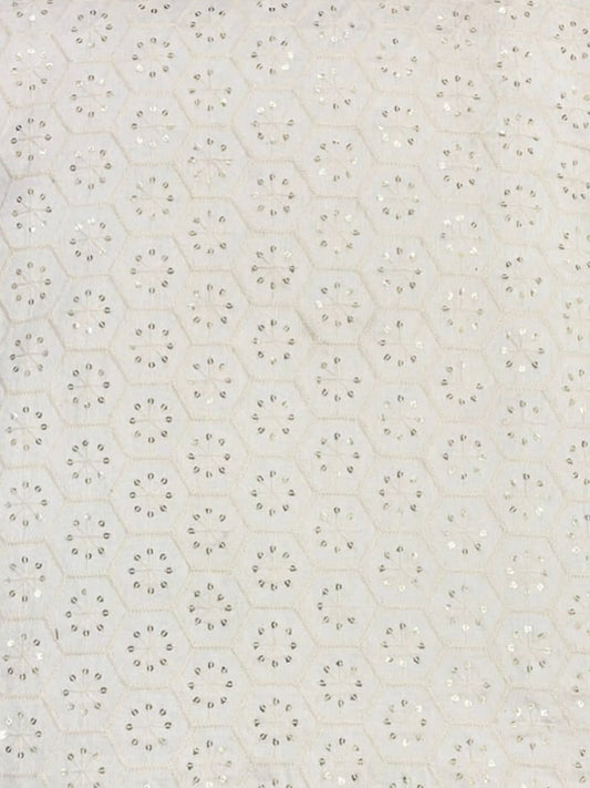 Viscose Chanderi Embroidery Sequence Fabric | Delicate Elegance Dyeable Fabric - MBA Fabricwala