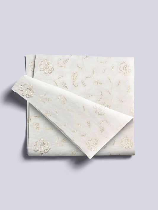 Viscose Chanderi Embroidery Sequence Fabric | Elegant Lustre Dyeable Fabric - MBA Fabricwala
