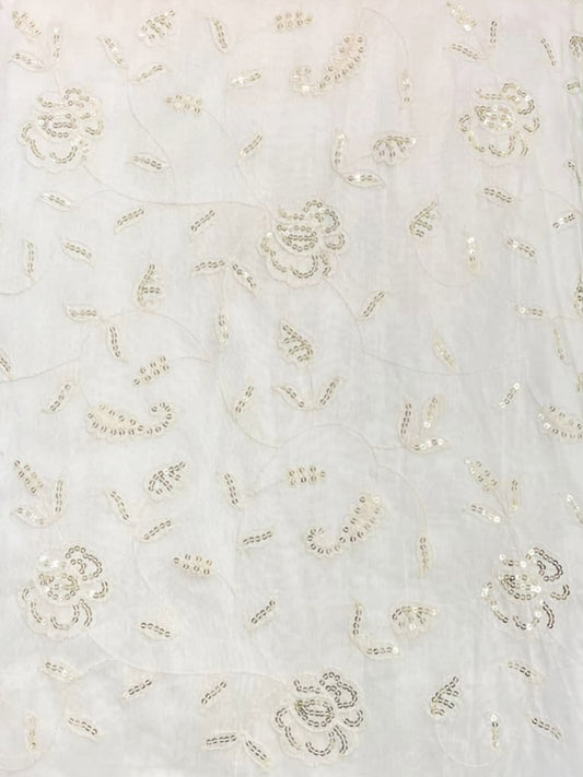 Viscose Chanderi Embroidery Sequence Fabric | Elegant Lustre Dyeable Fabric - MBA Fabricwala
