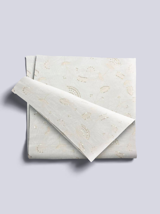 Viscose Chanderi Embroidery Sequence Fabric | Ethereal Glow Dyeable Fabric - MBA Fabricwala