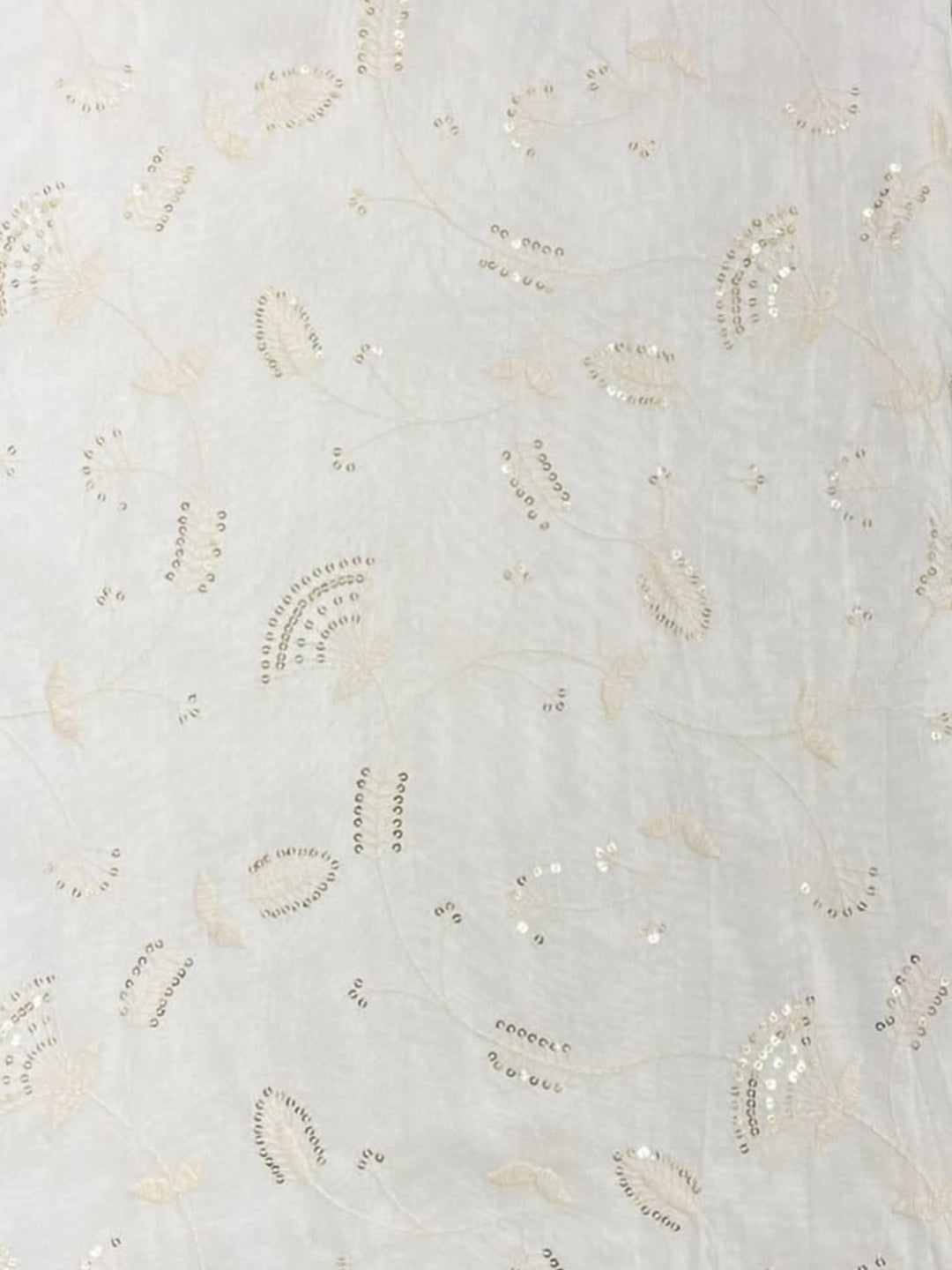 Viscose Chanderi Embroidery Sequence Fabric | Ethereal Glow Dyeable Fabric - MBA Fabricwala
