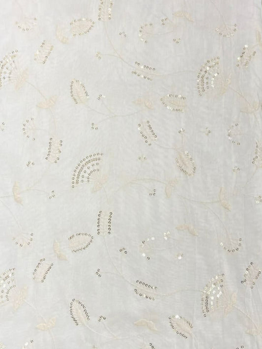 Viscose Chanderi Embroidery Sequence Fabric | Ethereal Glow Dyeable Fabric - MBA Fabricwala