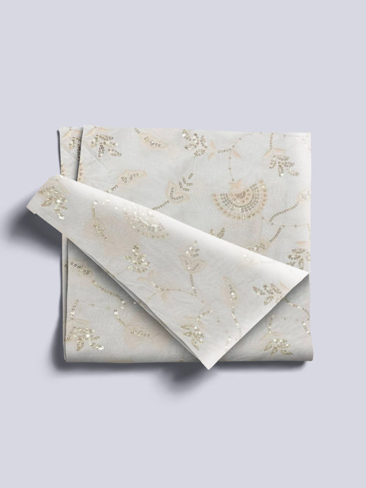 Viscose Chanderi Embroidery Sequence Fabric | Lavish Shimmer Dyeable Fabric - MBA Fabricwala