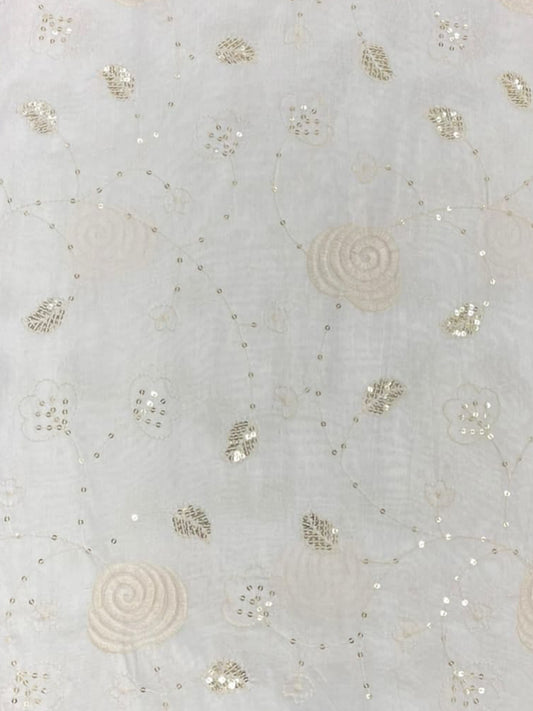 Viscose Chanderi Embroidery Sequence Fabric | Regal Glow Dyeable Fabric - MBA Fabricwala