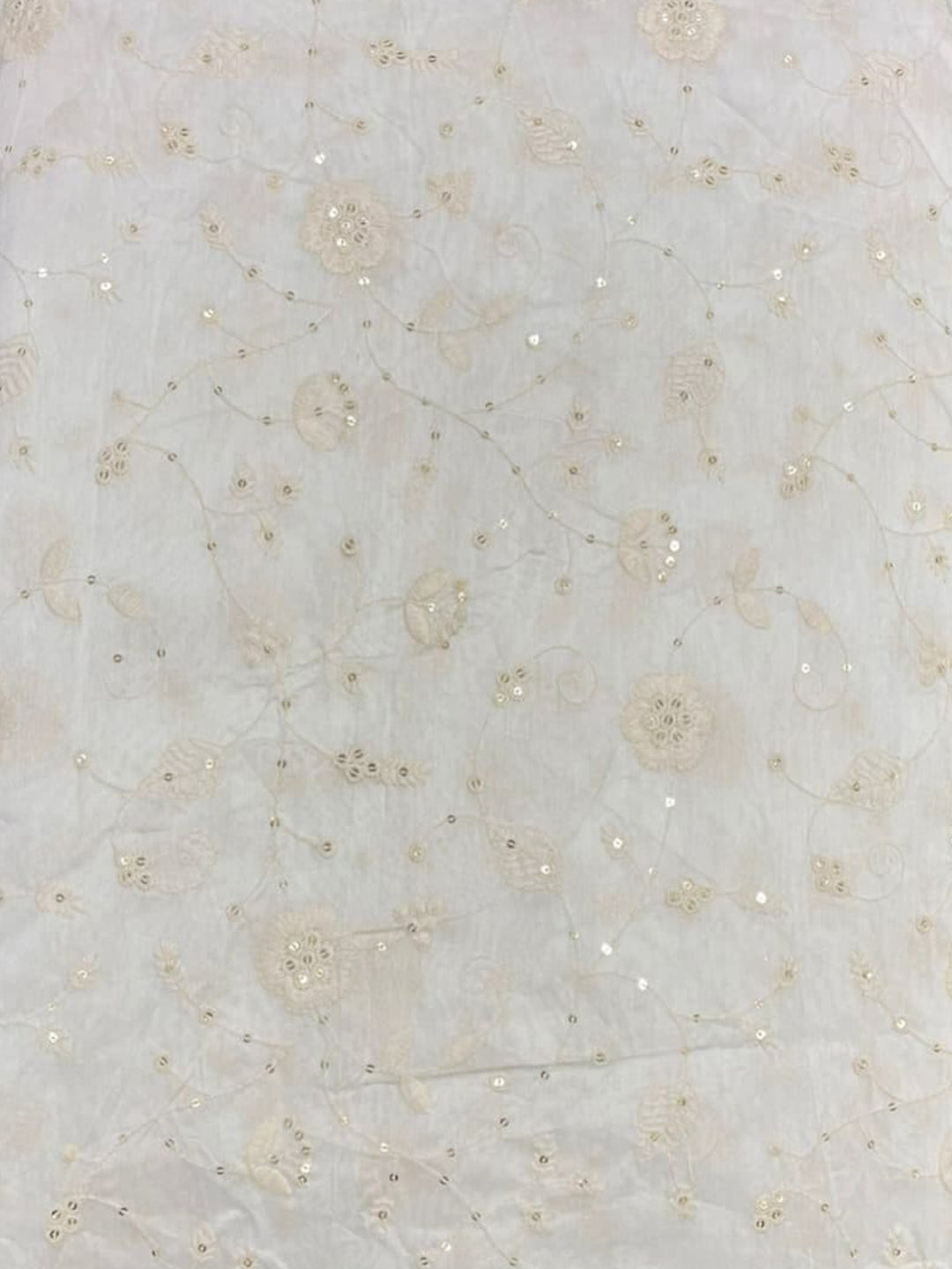 Viscose Chanderi Embroidery Sequence Fabric | Royal Aura Dyeable Fabric - MBA Fabricwala
