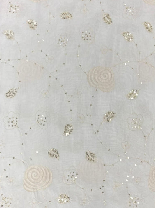 Viscose Chanderi Embroidery Sequence Fabric | Royal Radiance Dyeable Fabric - MBA Fabricwala