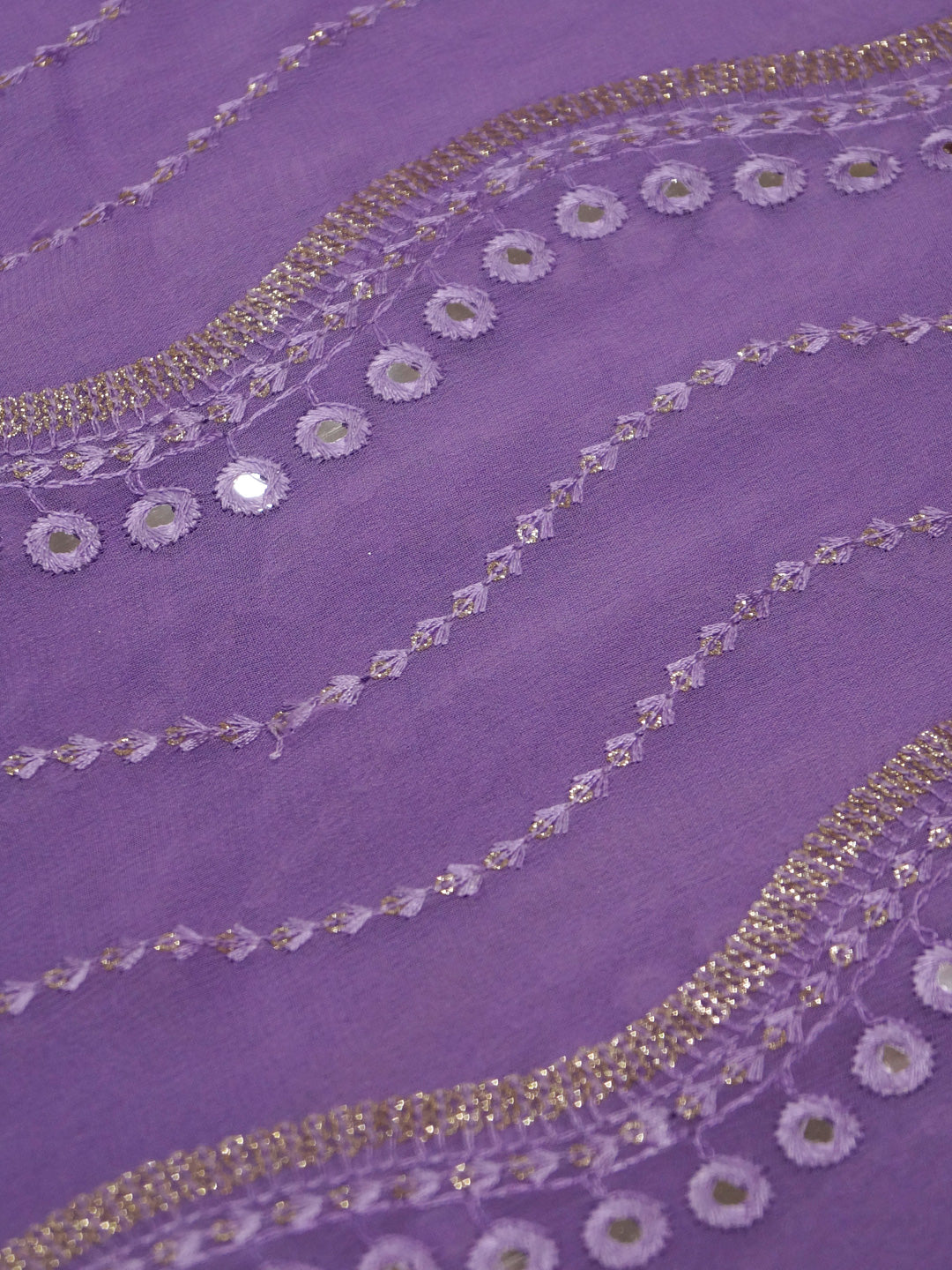 Purple Georgette Pure Viscose With Embroidery And Sequence Work Fabric - MBA Fabricwala