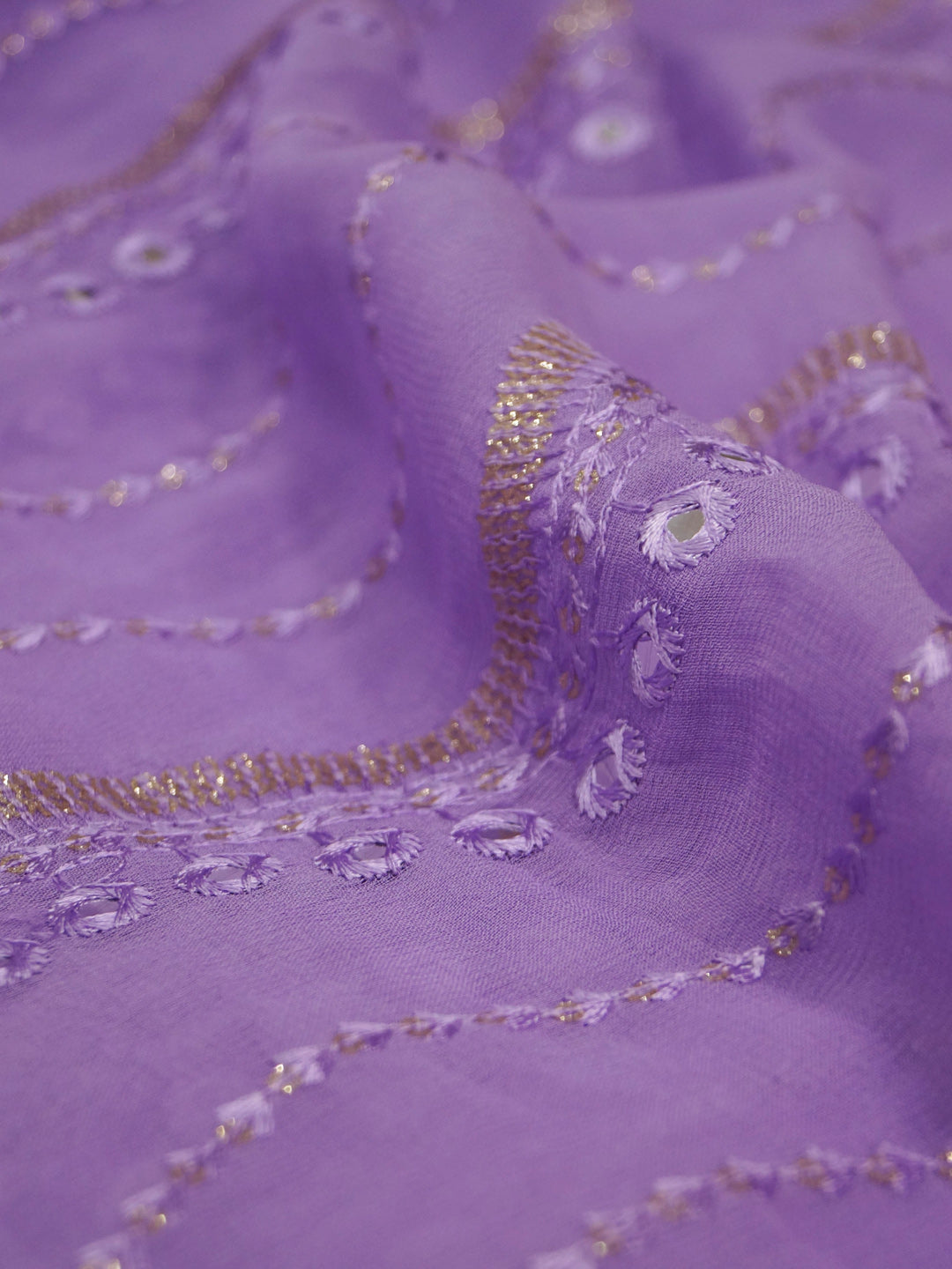 Purple Georgette Pure Viscose With Embroidery And Sequence Work Fabric - MBA Fabricwala