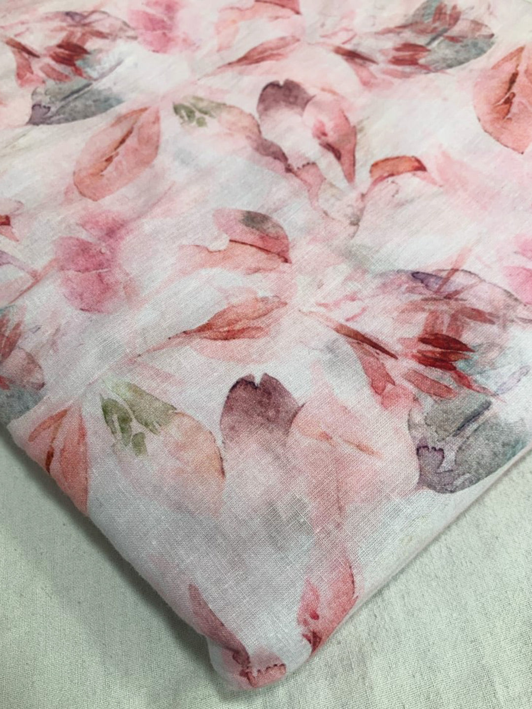 Off White Multicolour Cambric Cotton Pure Viscose Floral Digital Printed Fabric - MBA Fabricwala