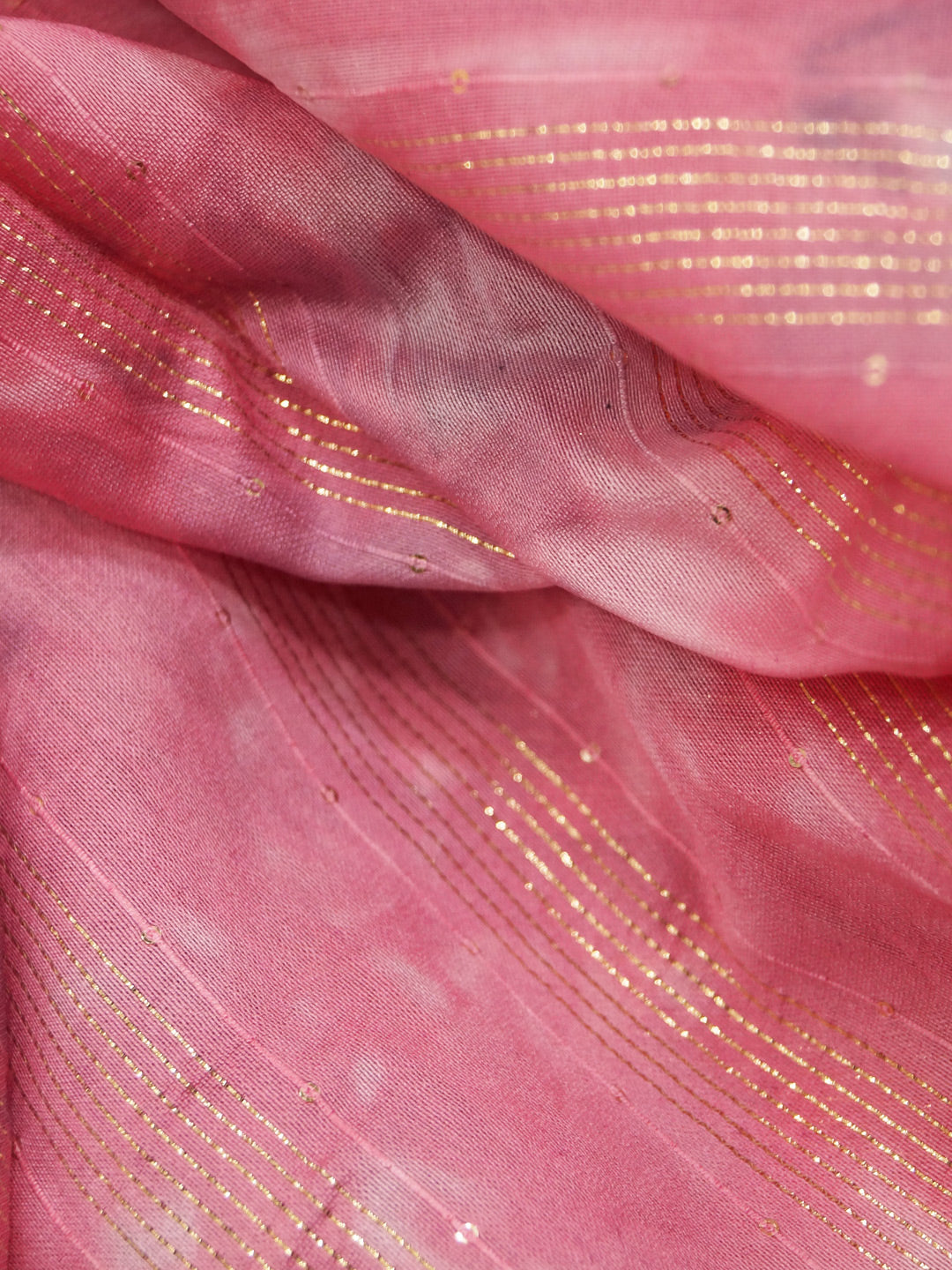 Pink Chanderi Pure viscose Shibori Print With Embroidered (Zari) Fabric - MBA Fabricwala